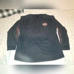 Harley-Davidson Black Long Sleeve Shirt with Red Flame Design